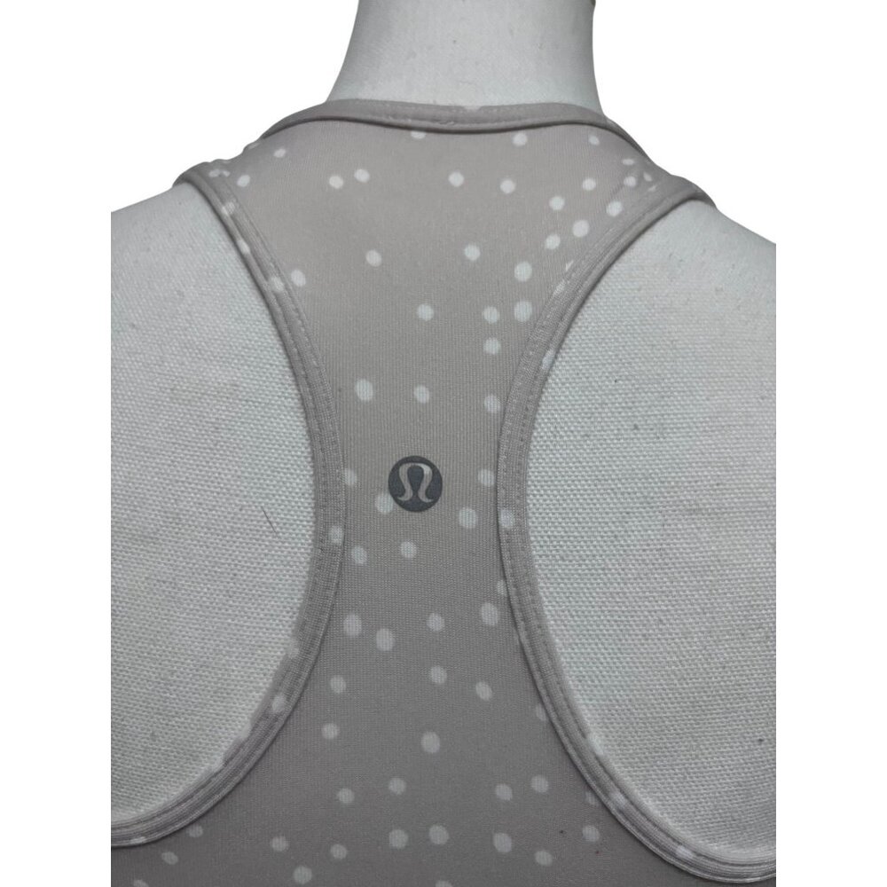 Lululemon Gray White Polka Dot Racerback Tank Top Shirt Yoga Activewear Small - Picture 4 of 5